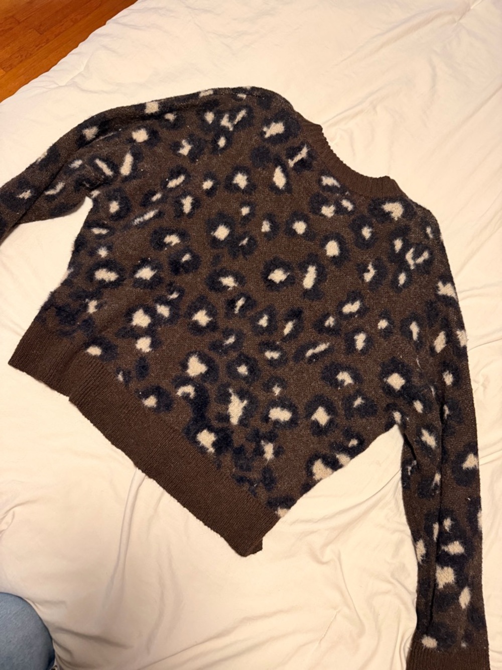 American Eagle Outfitters Brown Leopard Print Crewneck Sweater